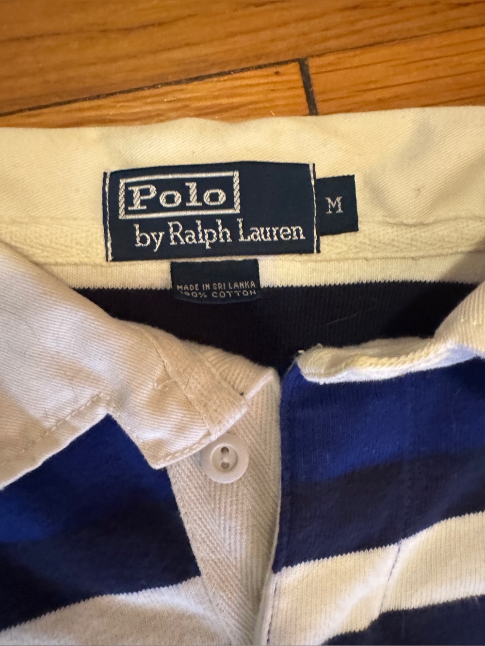 Classic Ralph Lauren Blue & White Striped Rugby Shirt - Picture 3 of 4